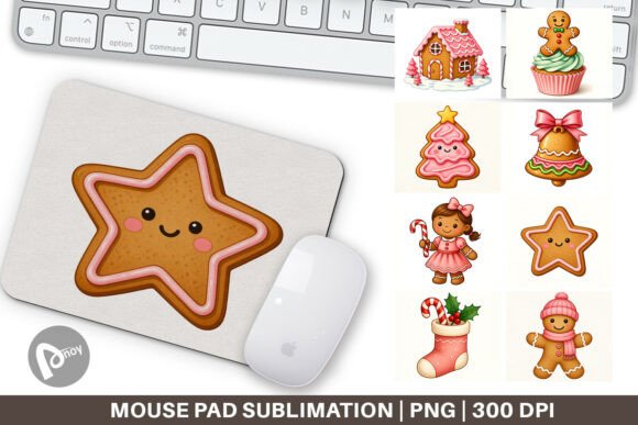 Cute Pink Gingerbread Christmas Mouse