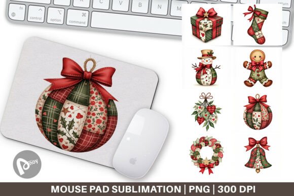 Rustic Patchwork Christmas Mouse Pad
